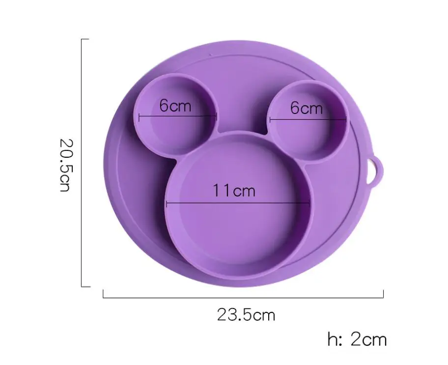 Детская тарелка для кормления, безопасная силиконовая обеденная миска, без бисфенола, цельная детская посуда на присоске, тренировочная посуда для малышей, Прямая поставка - Цвет: Фиолетовый