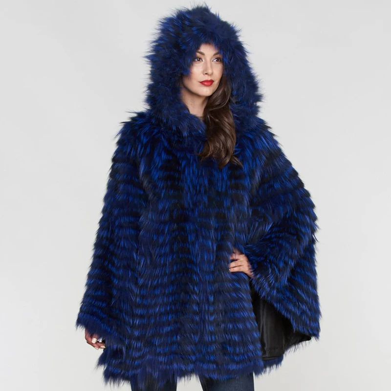BFFUR, Женское пальто из натурального меха лисы, пальто из натурального меха, пончо, цельные кожаные накидки в полоску, женская зимняя Модная Тонкая Шаль