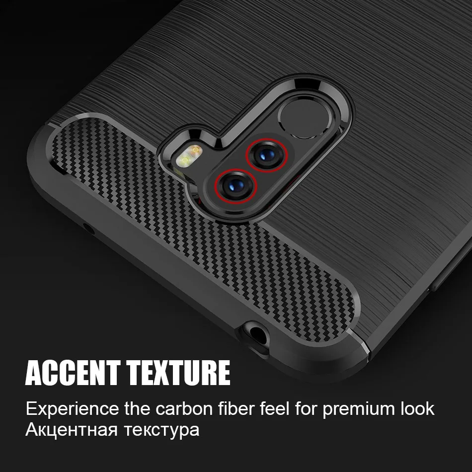 TOMKAS Phone Case Silicon Cover On For Xiaomi Pocophone Poco F1 PocoF1 PocophoneF1 Carbon Fiber Case Soft TPU Global Xiomi Funda (3)