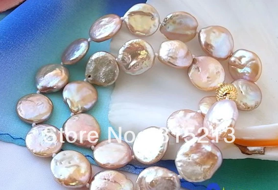 

ddh00746 16" 14MM PINK COIN FRESHWATER CULTURED PEARL NECKLACE