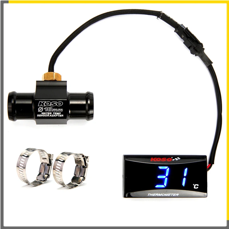 

KOSO Motorcycle Temperature For YAMAHA MT07 PCX XMAX 125 250 300 NMAX AEROX CB400 CB500X DIO With Water Temp Sensor Adapter