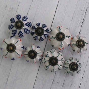

1PCS White Ceramic Hand Painted Pumpkin Knobs Kitchen Cabinet Knobs Drawer Cupboard Knobs Pull Handle Furniture Hardware