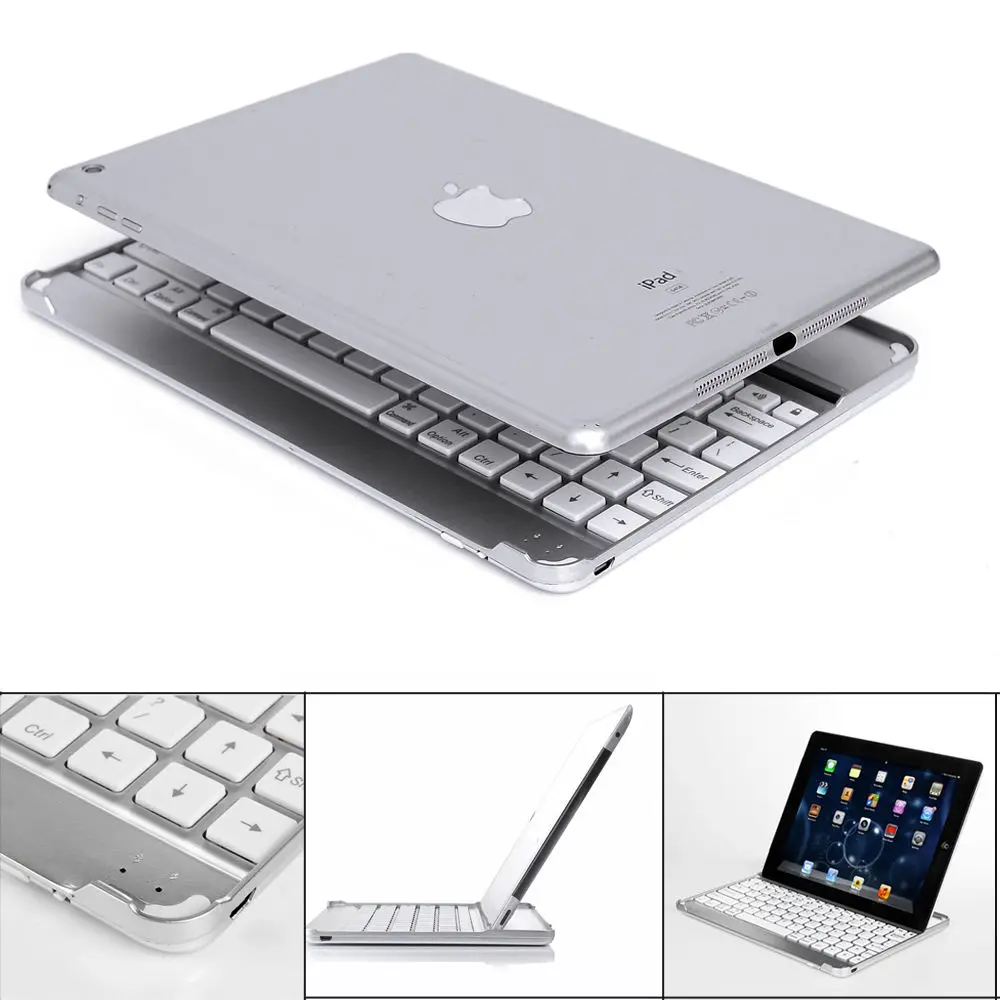 Aluminum Wireless Bluetooth Keyboard Case Tablet Cover Stand