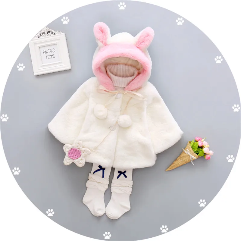 

BibiCola 2017 girls coat fleece warm outwear cute baby girls cloak baby cap spring coat infant girls cloak newborn baby clothing