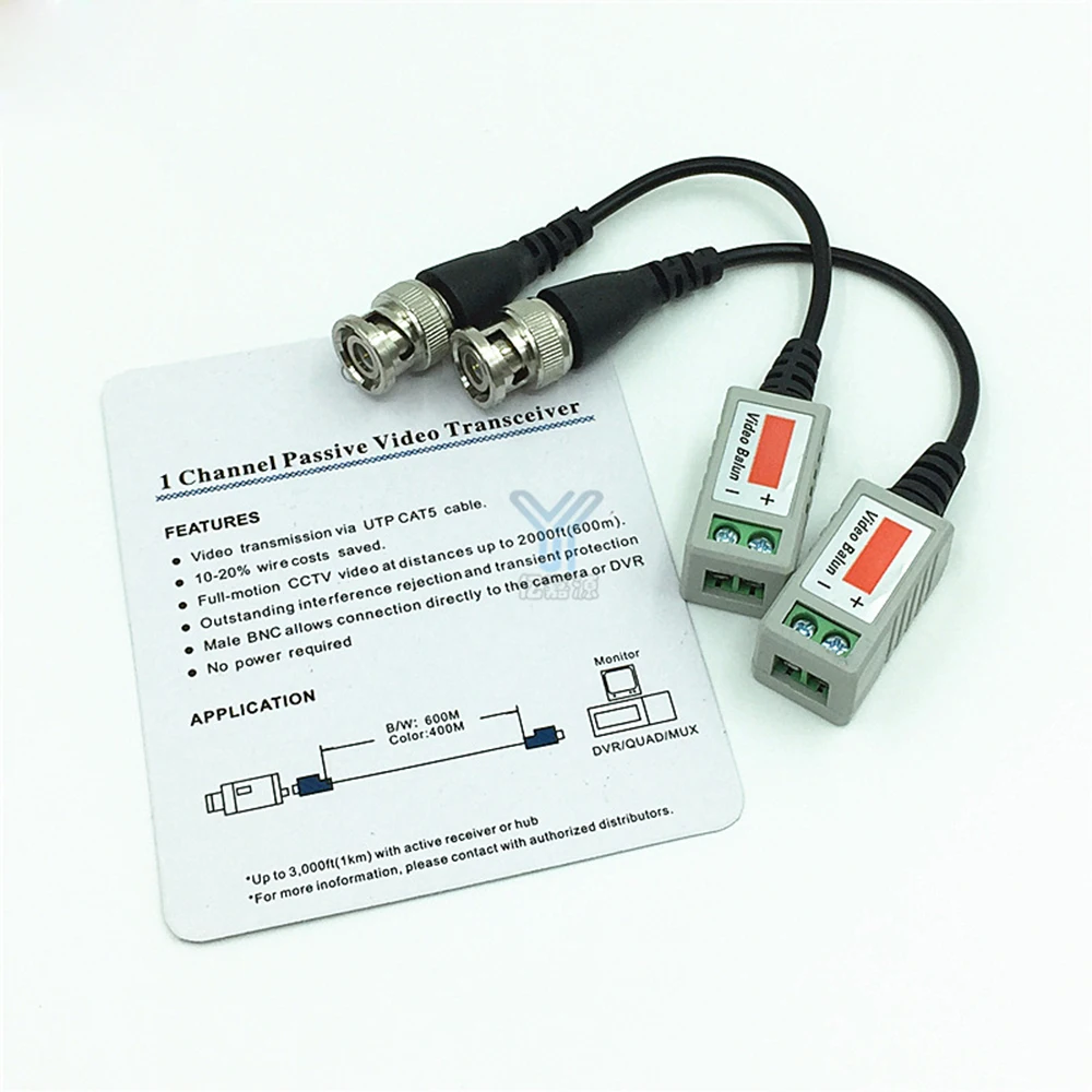 2 Pcs (1 pairs)CCTV Camera Passive Video Balun BNC Connector Coaxial Cable Adapter 2 Pcs (1 pairs)CCTV Camera Passive Video Balun BNC Connector Coaxial Cable Adapter