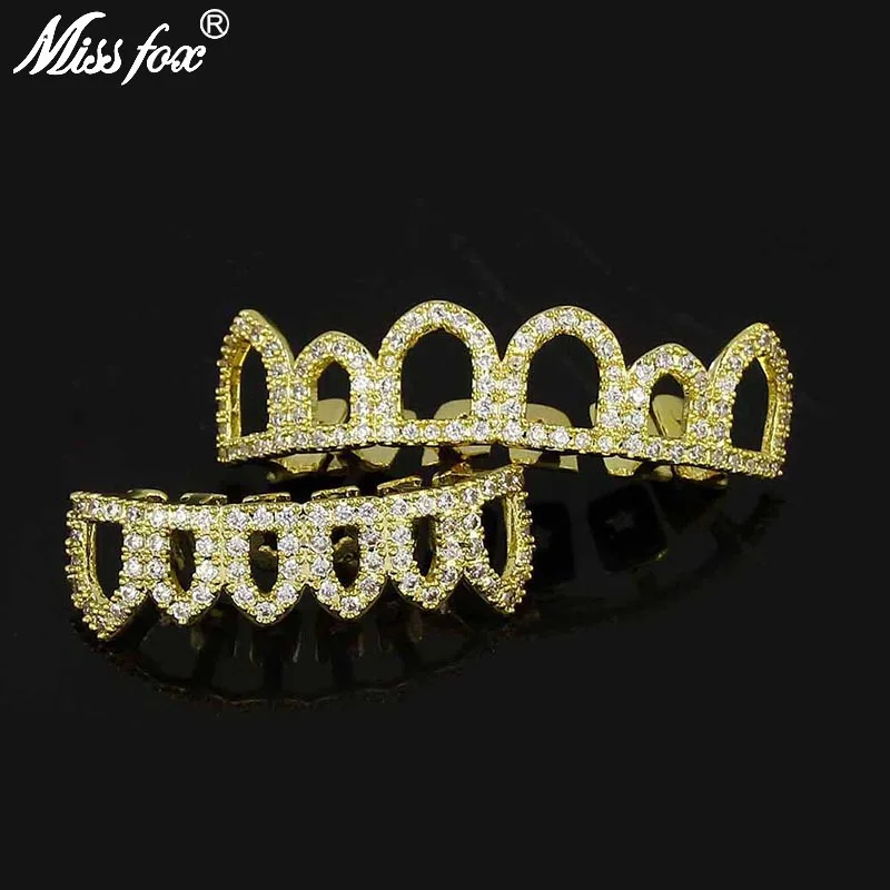 Missfox Grillz в стиле хип хоп для Хэллоуина с пустотелыми макросъемками кубическим