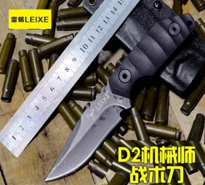 Sharp ПРЯМОЙ Ножи D2 60HRC черный камень мыть лезвие черный G10 фиксированной ручкой лезвия ножей с Kydex