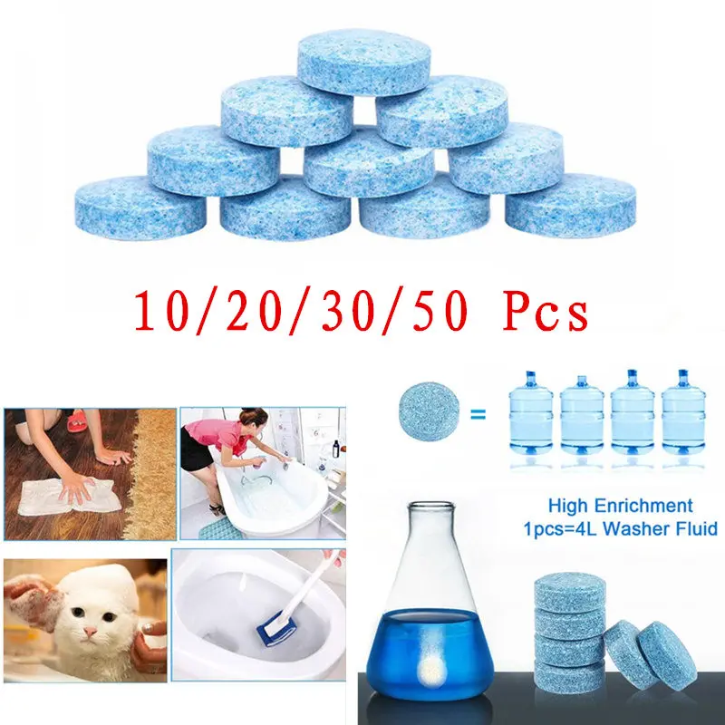 

10/20/30/50 Pcs Multifunctional Effervescent Tablets Car Windshield Cleaner Universal Cleaning Tool For Toilet Kitchen And Pet
