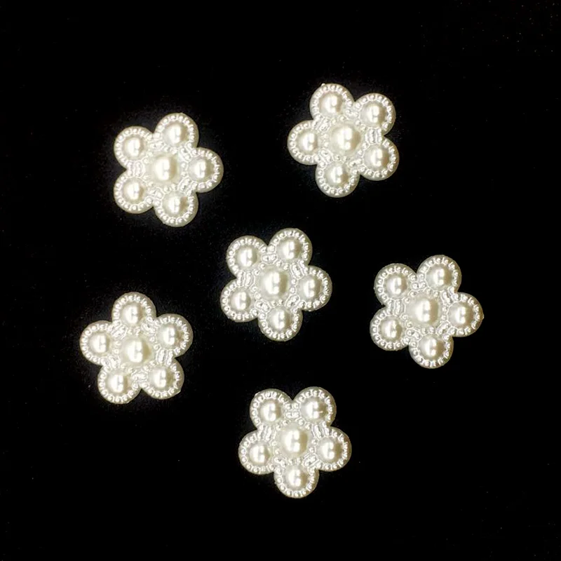 

SHINE 50pcs/lot 17mm Ivory Flower Shape Scrapbook Simulated Pearl Beads Sewing Buttons DIY Material Findings