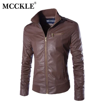 

MCCKLE Spring Men Motorcycle PU Leather Jackets 2019 Autumn Male Solid Coats Clothing Bomber Jacket Man Plus Size Biker Outwear