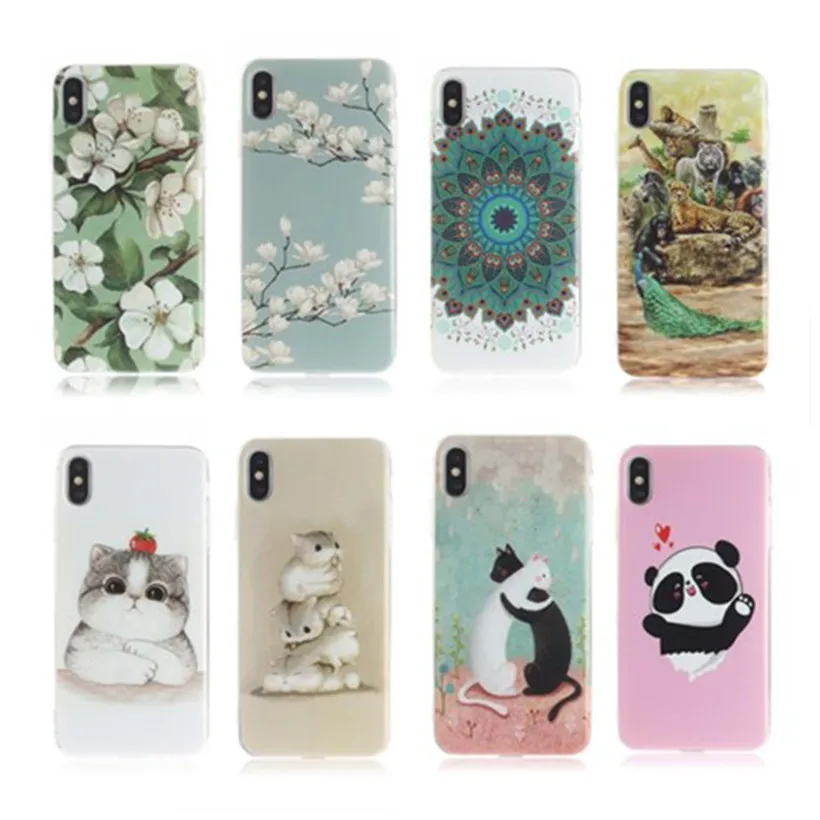 HEMASOLY Soft TPU Case For Moto E5 Plus Silicone Lovely Painted Flower Animal Back Cover |