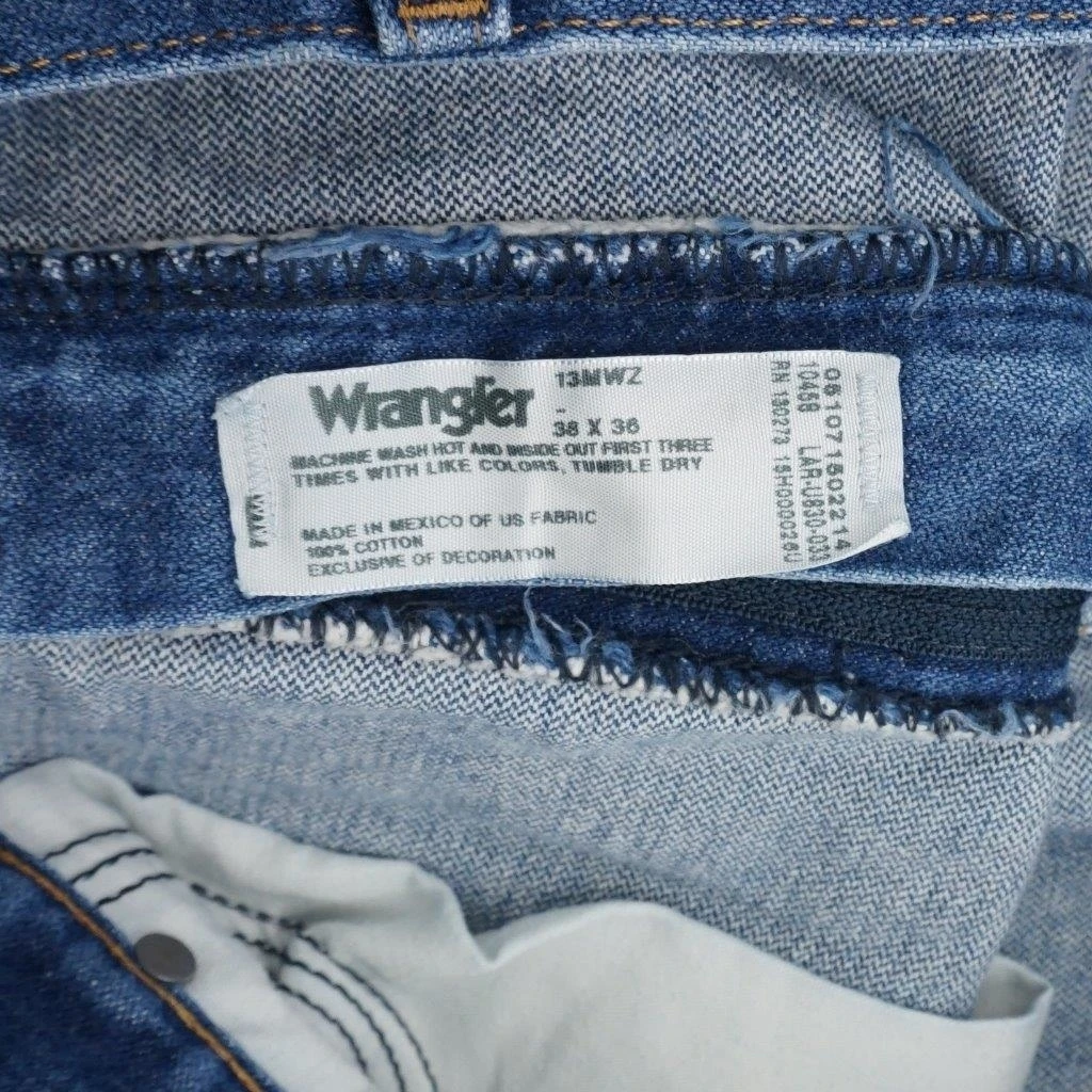 WRANGLER 13MWZ Original Cowboy Cut Jeans Medium Wash Denim Mens 38x36 (4)