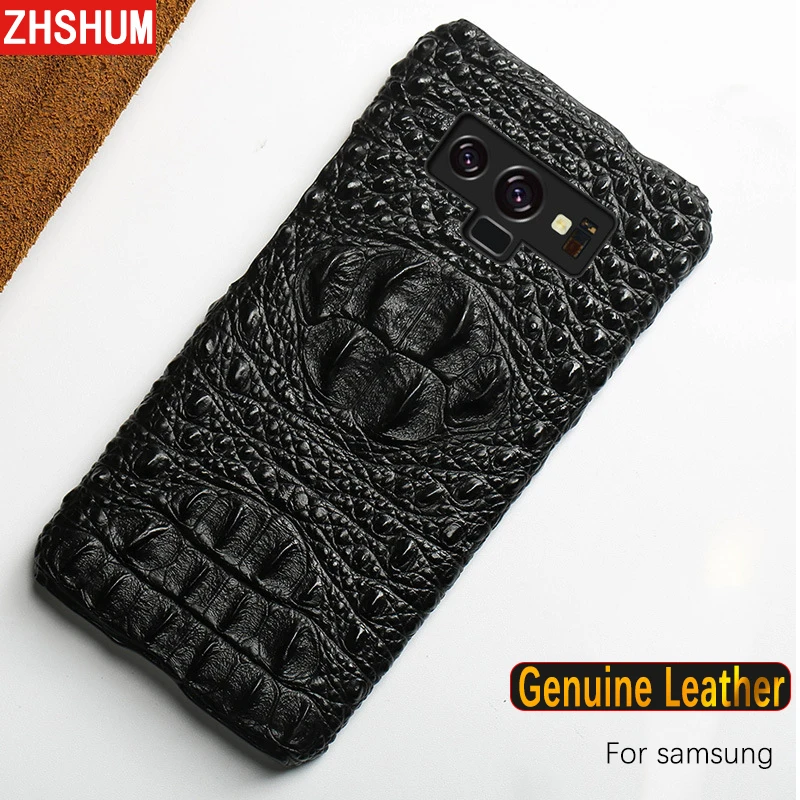 

Luxury Genuine Leather Case For Samsung Note 9 8 Crocodile Skin Case Handmade 360 Back Cover for Galaxy S9 S8 Plus S7 Edge Note9