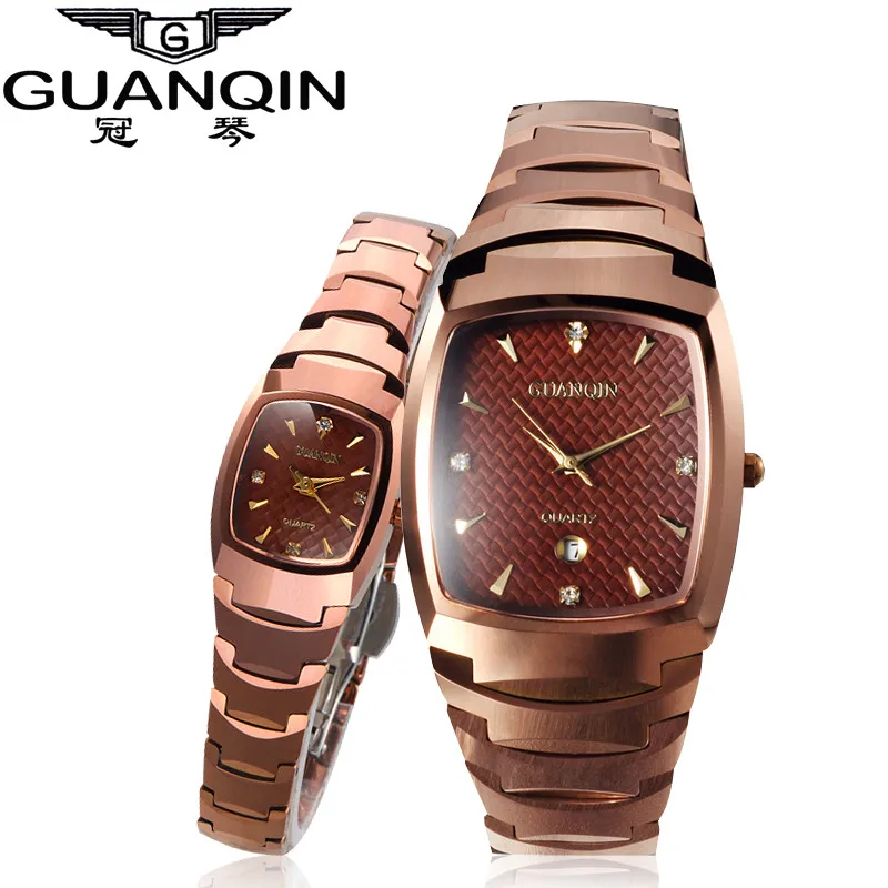 Роскошные парные часы пара Брендовые Часы GUANQIN для влюбленных пар Hardlex Loves часы водонепроницаемые кварцевые наручные часы
