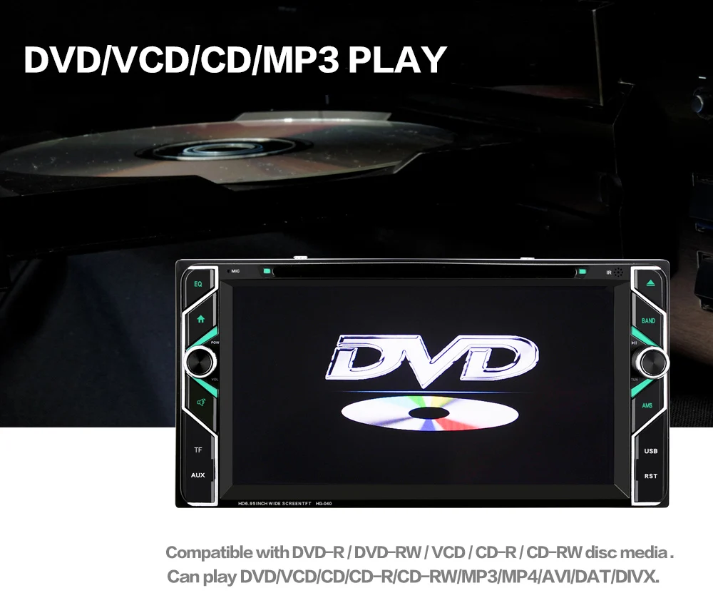 Discount HG040 2 Din 6.95 inch Bluetooth Car Stereo DVD Player for Toyota Supports Hands-free Call FM Radio Function 4
