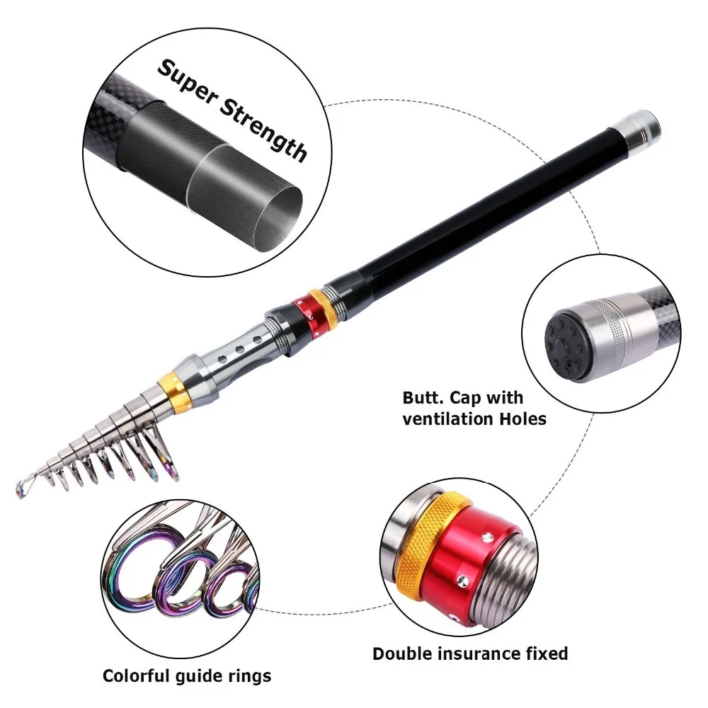 Goture углеродное волокно телескопические удочки 1,8-3,6 м портативная спиннинговая удочка для путешествий Удочка аксессуары pesca