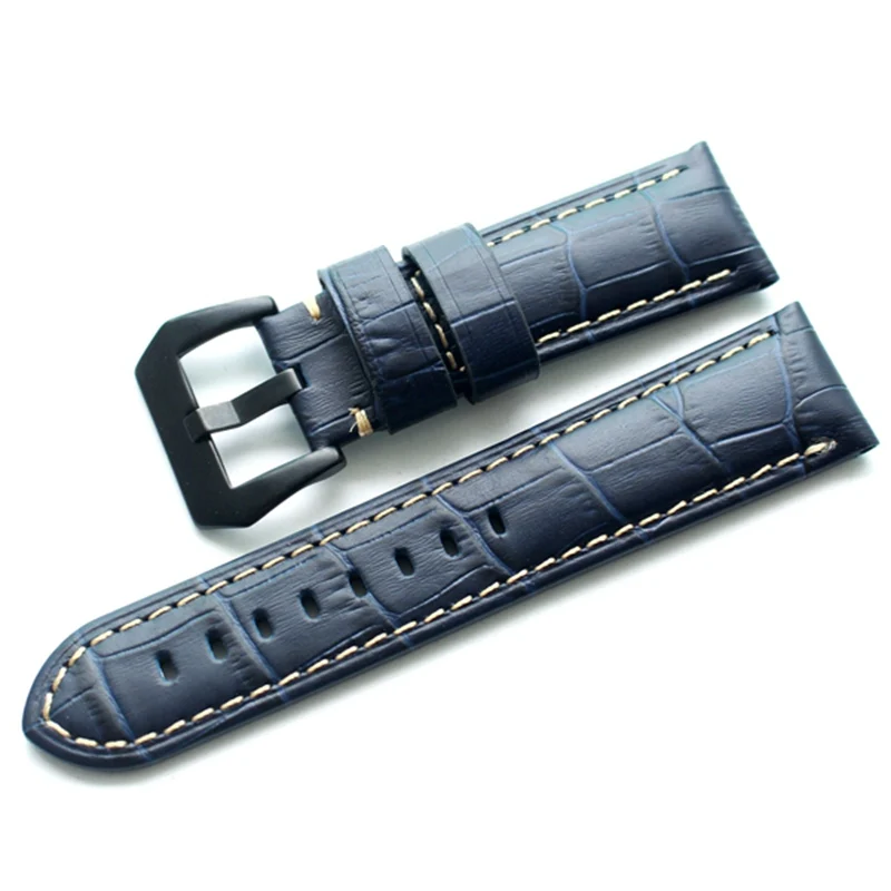 20 22 24 26mm high quality vintage blue watchbands watch accessories cow leather Universal watch band watch straps for Panerai