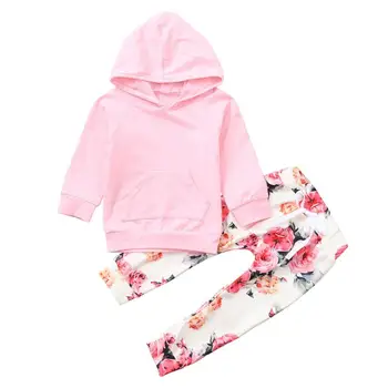 

#4 2018 NEW Fashion Infant Baby Boys Girls Long Sleeve Hooded Tops Floral Print Pants Outfits Set Daily
