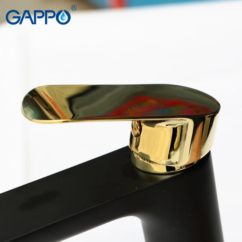 GAPPO черный золотой смеситель для раковины, латунный кран, смеситель для ванной комнаты, кран для водопада на бортике, кран для воды, кран torneira do anheiro