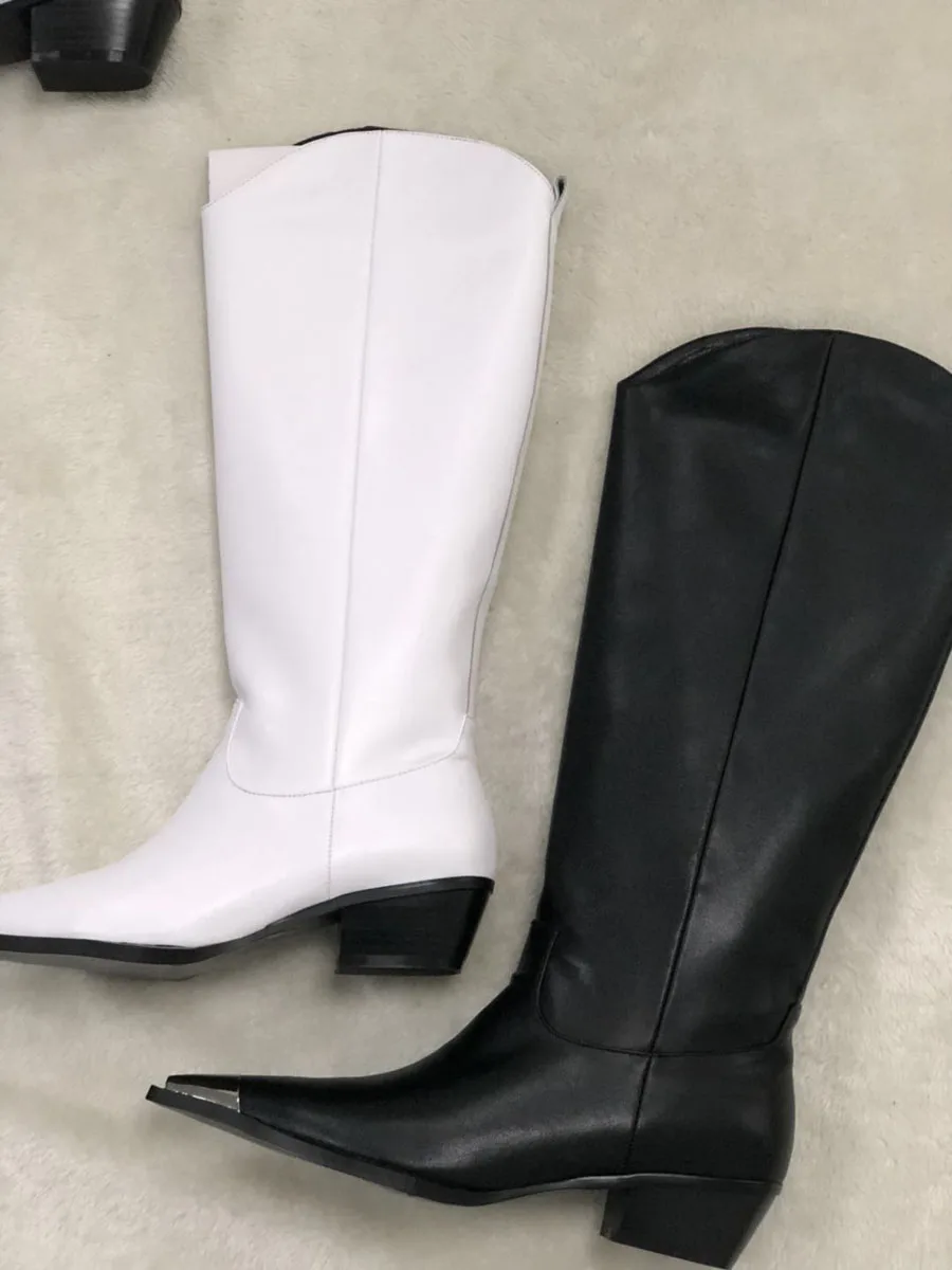 white Décoration Vente In Sexy Chaude Leather Bout D'hiver Perfetto Femmes Lady Prova Bottes Pointu Longue Chunky In Talon Black Meta Chaud Plush Haute In black Genou 8wPN0OZkXn