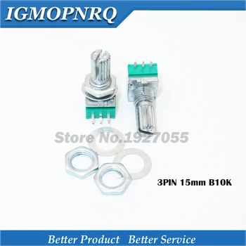 

10pcs 3pin RK097N B10k single linked potentiometer audio potentiometer handle 15mm 10k new