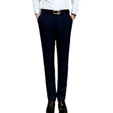 Высокое качество черный костюм брюки мужские хлопок и полиэстер ткань темно-синий костюм обтягивающие мужские брюки дизайн Мужские штаны 28-34