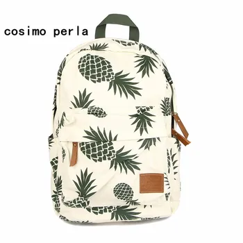 

Pineapple Prints Bagpack Canvas Women School Backpack Bag for Teenage Girls 2020 bookbag Laptop Dropship Female Mochila