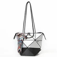 2018 nuevo estilo de Japón mujeres Pathwork geometría Baobao bolsos de espejo plegable bolsas de hombro mujer Casual Tote Bolso