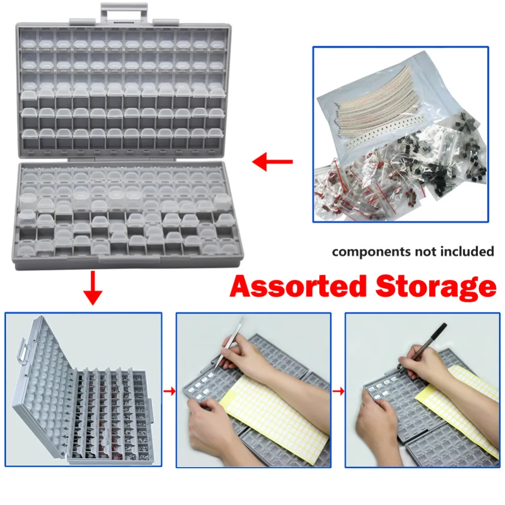 AideTek SMD хранения резистор SMT конденсатор с алюминиевой крышкой, электроника для хранения разного рода дисков и органайзеры прозрачный ящик для хранения ящик пластиковый боксал