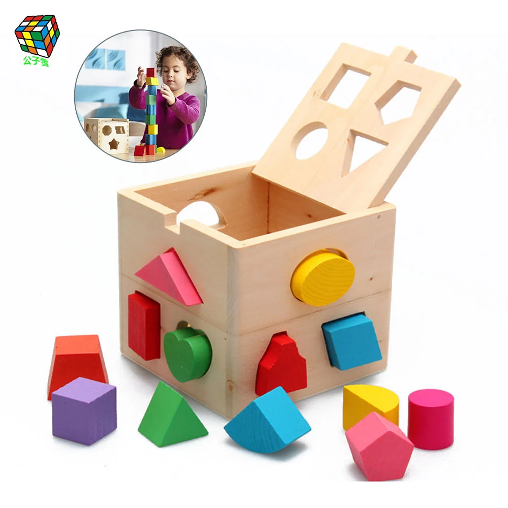 Wooden Color Stereo Building Blocks Geometry Early Childhood Shape Matching For chridre | Игрушки и хобби