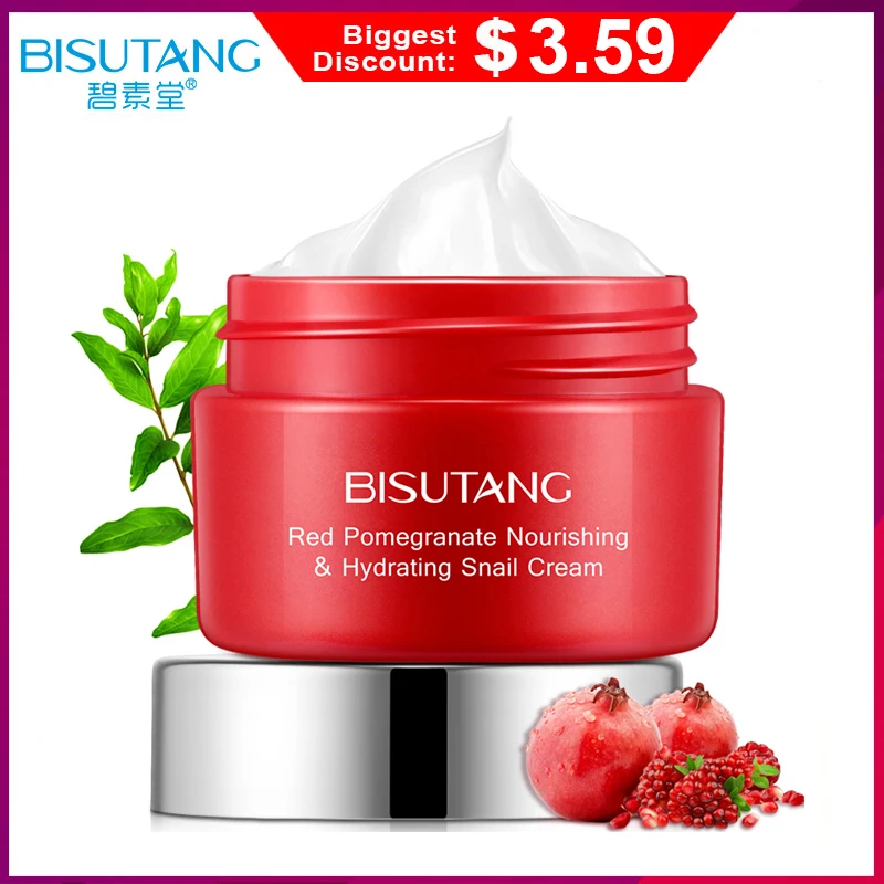 

BISUTANG New Moisturizing Whithening Red Pomegranate Nourishing & Hydrating Snail Anti Wrinkle Aging Skin Care Face Cream