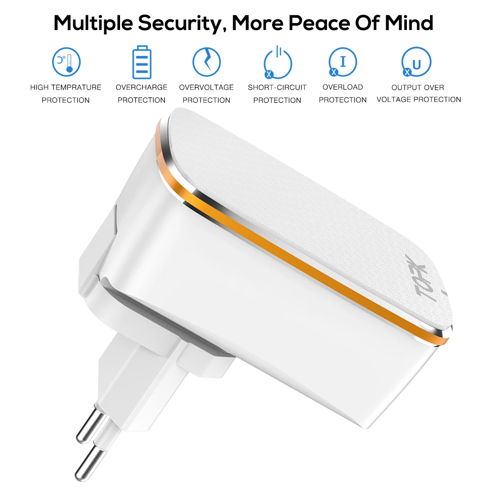 TOPK USB зарядное устройство 5V3. 4A авто ID дорожное настенное адаптер с ЕС США Смарт