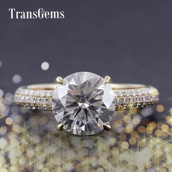 

Transgems Center 4ct Moissanite Diamond Engagement Ring Gold for Women 14K 585 Yellow Gold 10MM Diameter F Color Moissanite