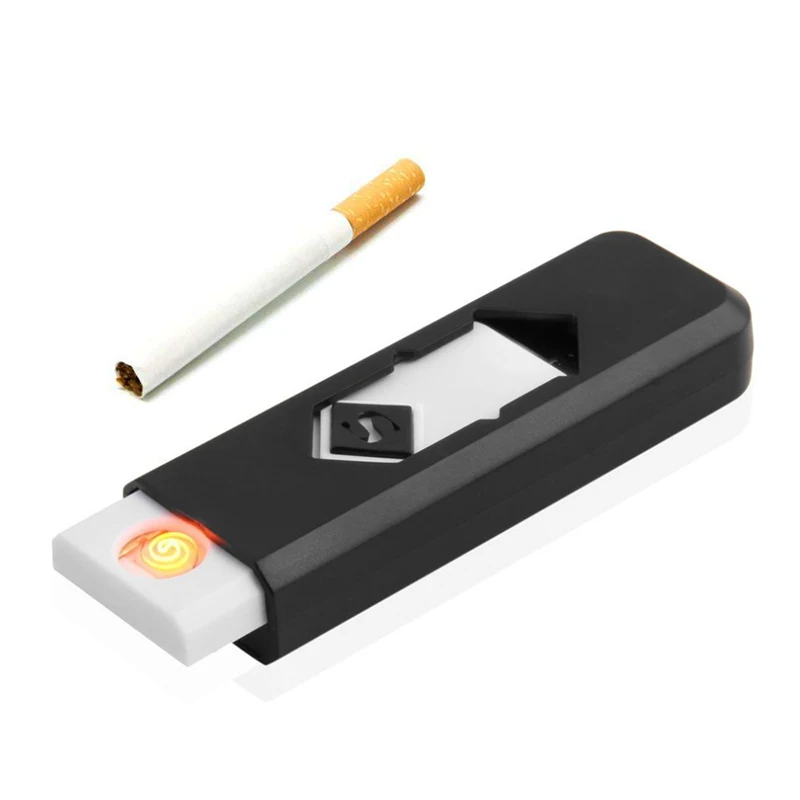 Black-USB-Electronic-Rechargeable-Battery-Flameless-Cigar-Cigarette-Lighter-Black-HK-Smoking-Accessories - 