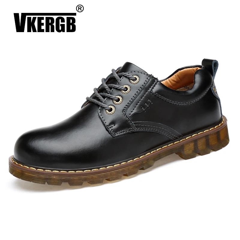 

VKERGB Genuine leather shoes mens moccasin leather man shoes men's leather breathable loafers Lace Up Big shoes men's genuine