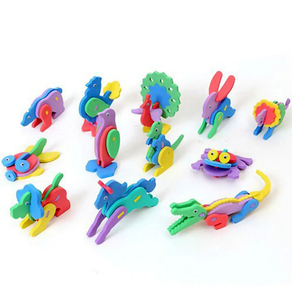 

2Pcs/lot Creative 3D EVA Foam Animal Puzzle Handmade Intelligence Development Jigsaw Toys for Children Random style color