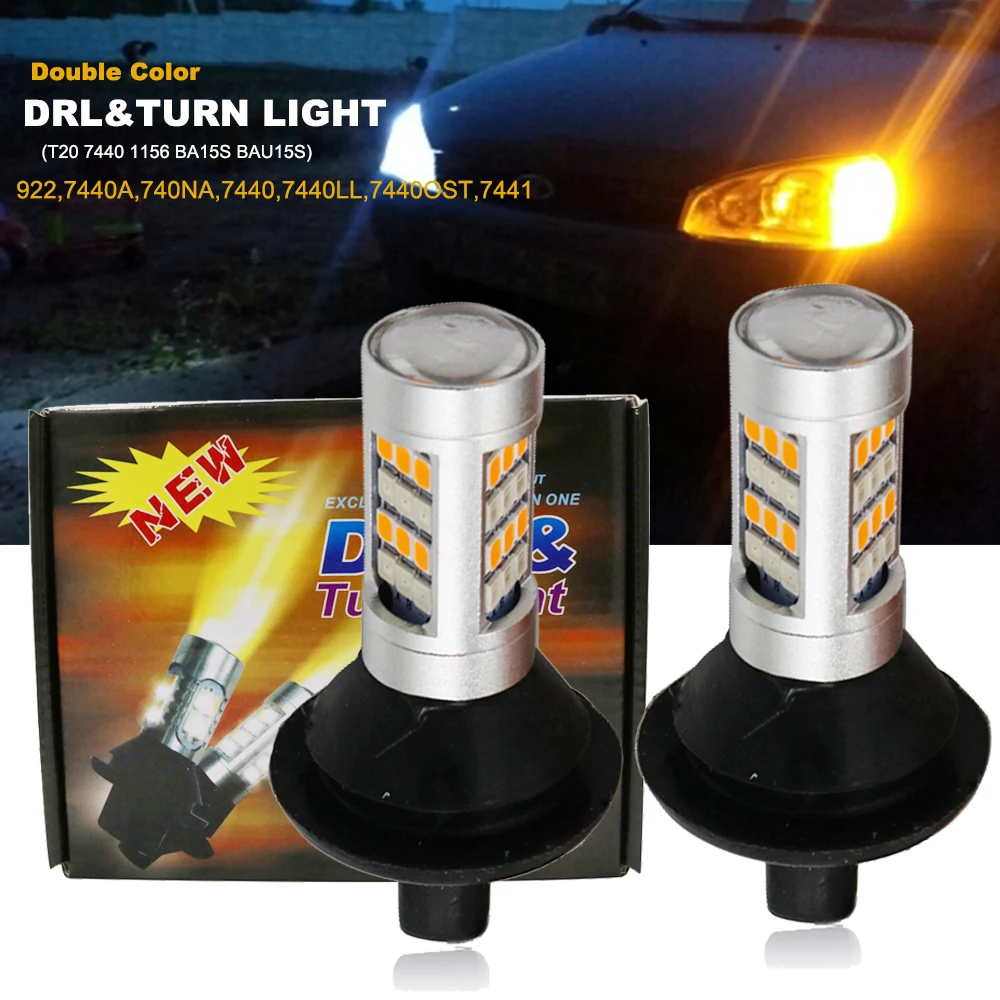 2X Daytime Running Light 1156 P21W BAU15S PY21W W21W 7440 2835 42 SMD LED Turn Signal DRL Error Free Canbus DayLight Fog Lights |