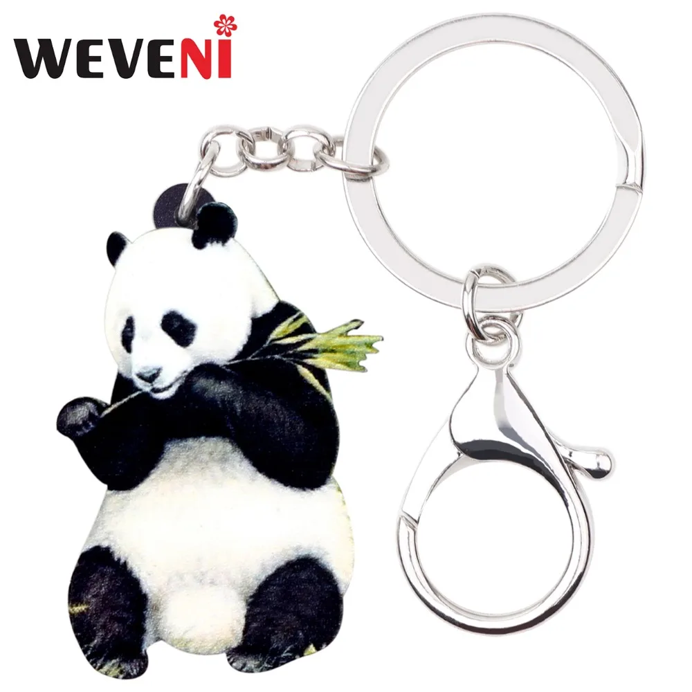 WEVENI Acrylic Eating Bamboo Panda Key Chains Keychains Rings Anime Animal Jewelry For Women Girls Holder Wallet Charms Gift | Украшения и