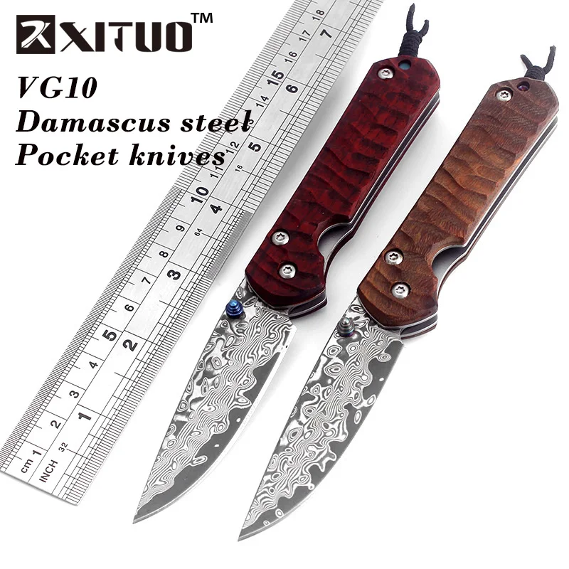XITUO Newest!damascus tactical folding knife Damascus Steel camping