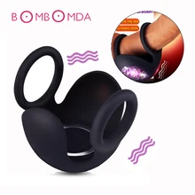 Men Testicle Bondage Vibrators Penis Sleeve Ring Stimulate Massager Dildo Double Ring Vibrators For Men Masturbator Sex Products