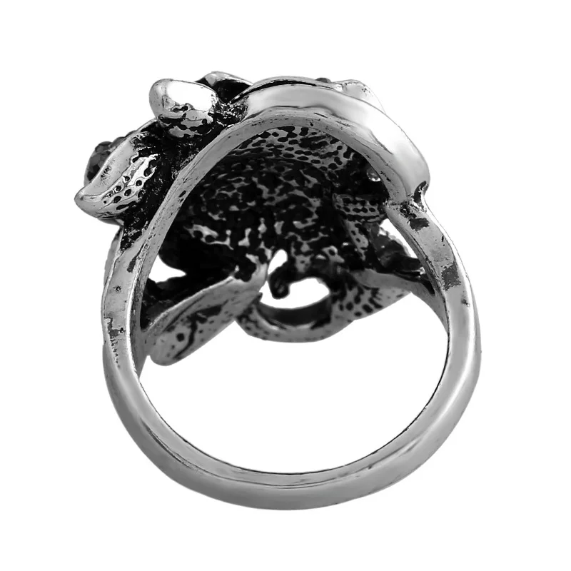 Hot Sale Fashion Jewelry Rings VINTAGE Crystal Black Rose Flower Rings Index Finger Rings For Woman Men