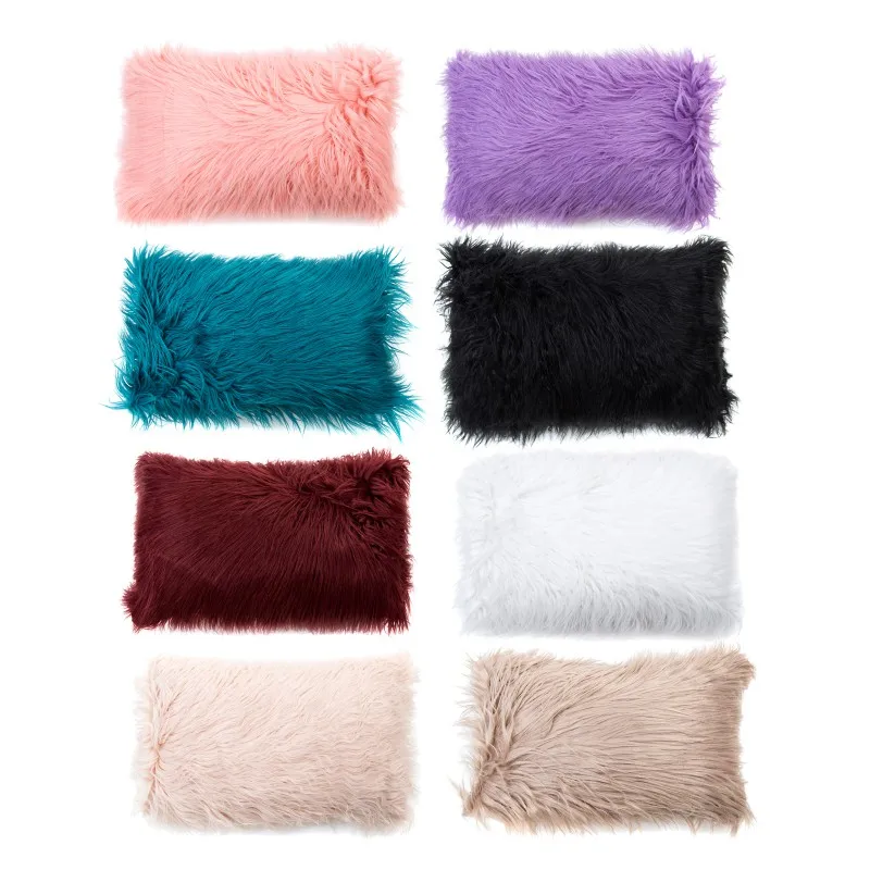 

Home Decorative Super Soft Plush Mongolian Faux Fur Throw Pillow Cover Simple and Noble