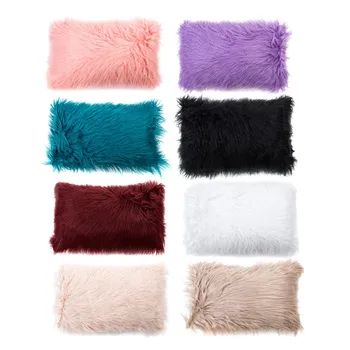 

Home Decorative Super Soft Plush Mongolian Faux Fur Throw Pillow Cover Simple and Noble