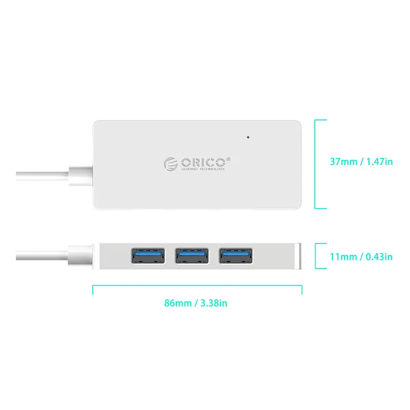 ORICO HS4U usb хаб с 4 портами USB 3 0 прямоугольный мини концентратор функцией OTG для ОС
