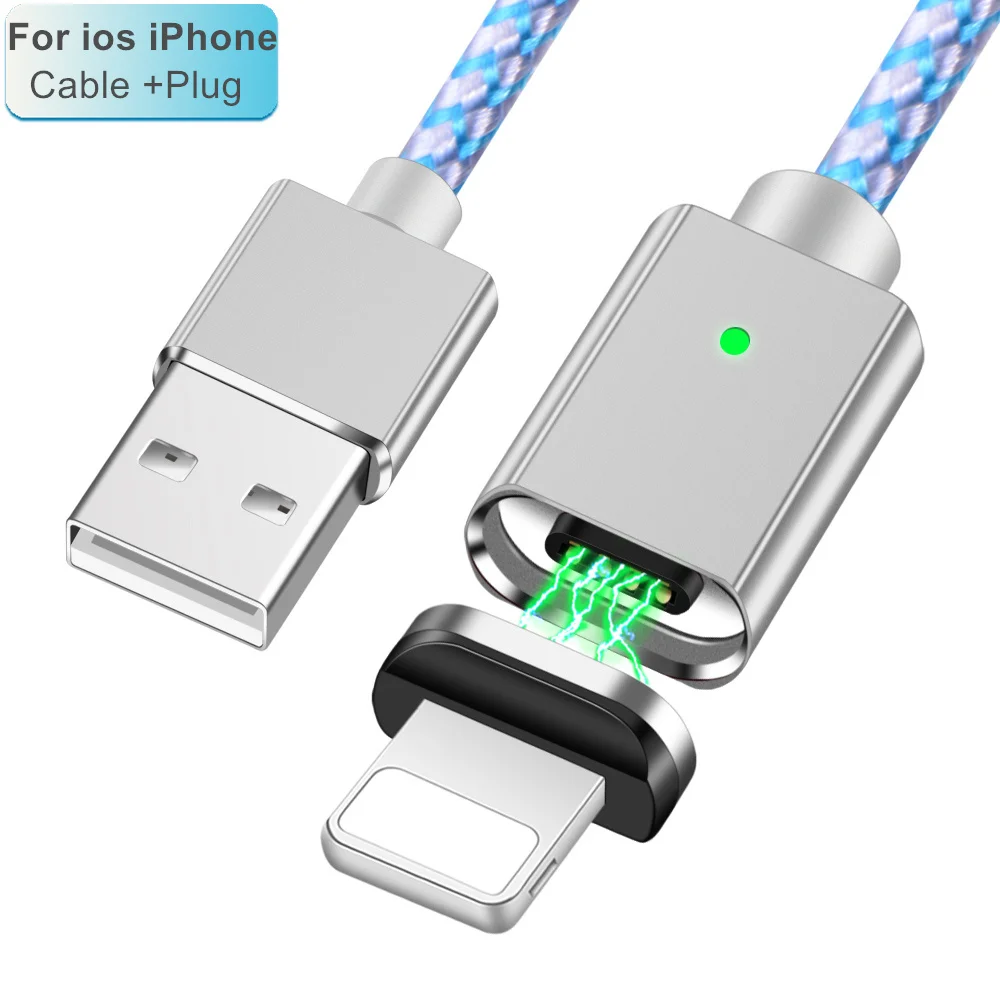 Олаф 3 в 1 светодиодный магнитный USB кабель для iPhone Micro usb type C Магнитный кабель 3 А кабели для быстрой зарядки и синхронизации данных Шнур для быстрой зарядки - Цвет: Silver  8Pin Cable