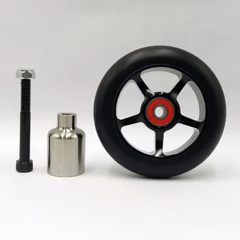 

(2Wheels+1Peg) 100mm Stunt Scooter Wheels With High Elasticity PU Aluminum Alloy Hub 608 ABEC-9 Bearings+CNC Peg Accessories