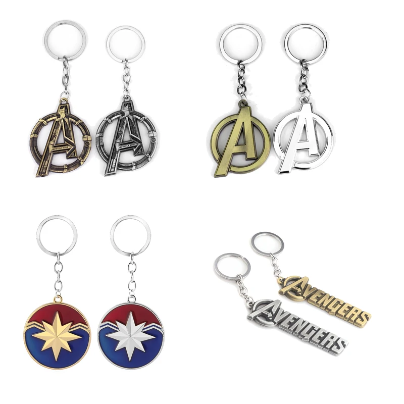 

Marvel Avengers 4 end game Figure Keychain The Avengers Age of Ultron Logo Keychain Vintage Bronze Silver Metal Keyring Pendant