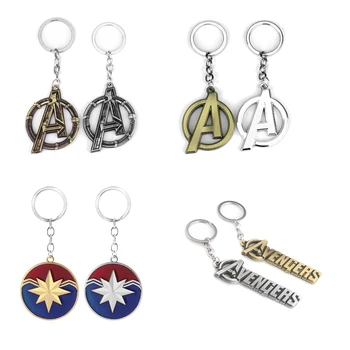 

Marvel Avengers 4 end game Figure Keychain The Avengers Age of Ultron Logo Keychain Vintage Bronze Silver Metal Keyring Pendant