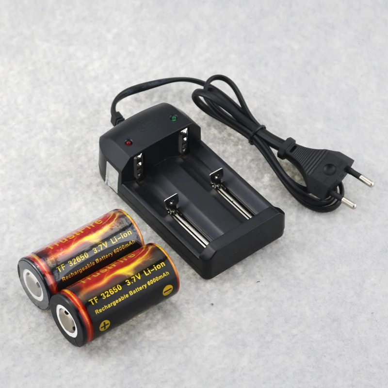 2pcs rechargeable trustfire 6000mah 3 7v 32650 li ion batteries battery