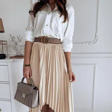 Oufisun летняя модная плиссированная юбка Сексуальная однотонная плиссированная Асимметричная дизайнерская Офисная Женская юбка Женская Повседневная Длинная юбка